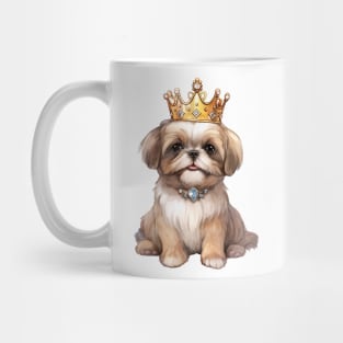 Watercolor Shih Tzu Dog Wearing a Crown Mug